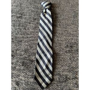 Child’s size Black and Gray Striped Clip-on Tie